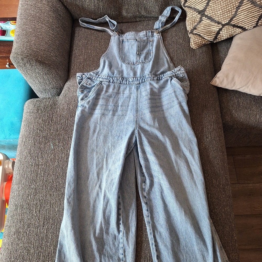 Celebrity Pink Light Blue Denim Overalls Jumpsuit